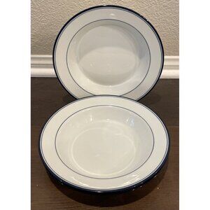 Dansk Concerto Allegro Blue Trim 8.5 Inch Rimmed‎ Soup Bowls Set Of 3 Portugal